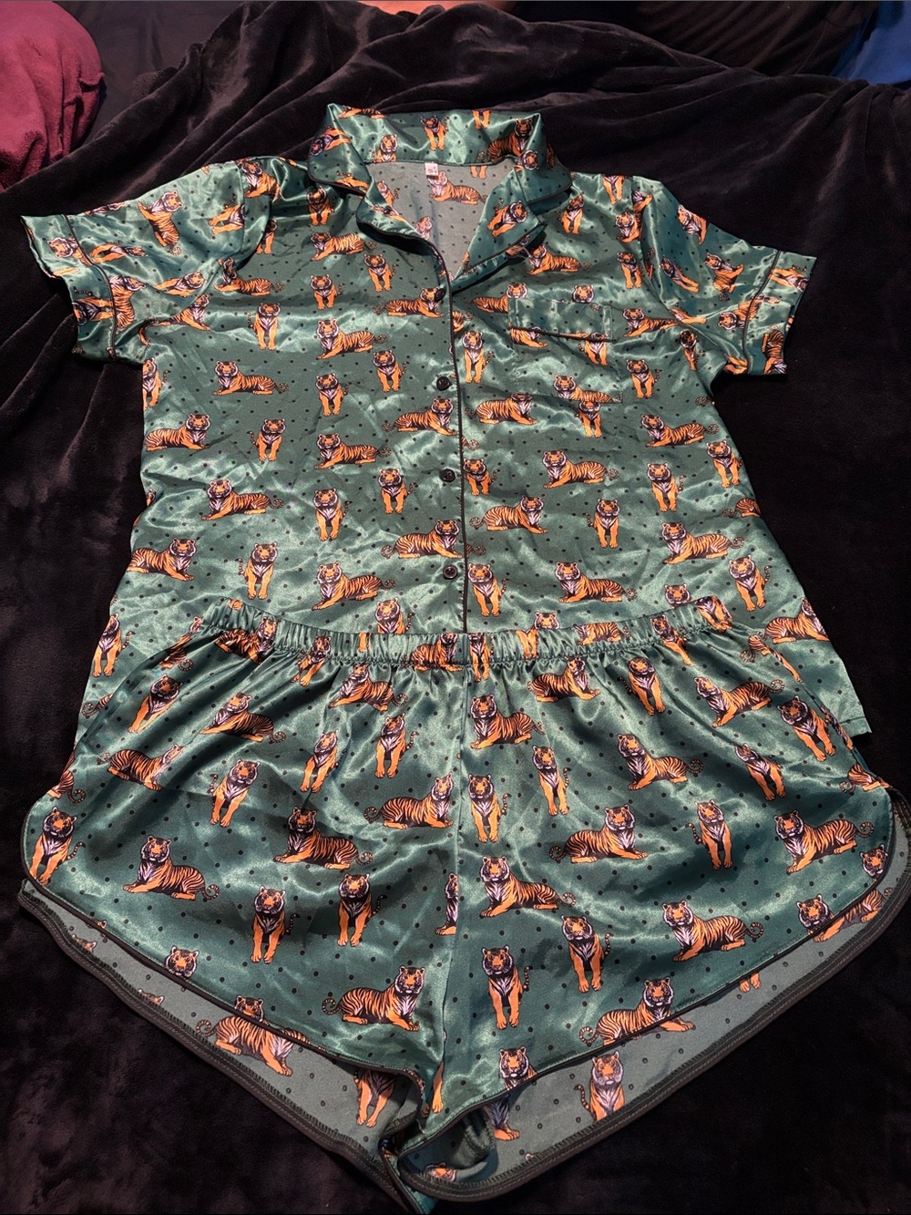Women’s Green Tiger-Print Pajama Set